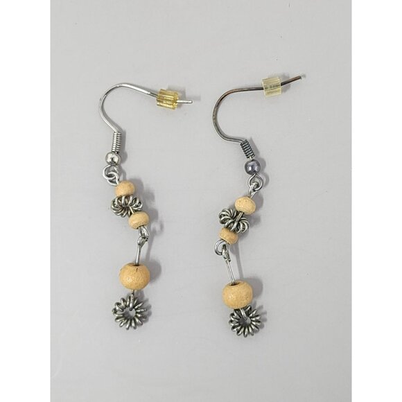 Vintage Silver Beaded Matching Necklace & Earrings Costume Jewelry - Picture 2 of 3